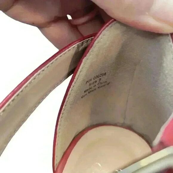 TG Women's Red Faux Leather 2" Pumps with Ankle Straps - Picture 9 of 11